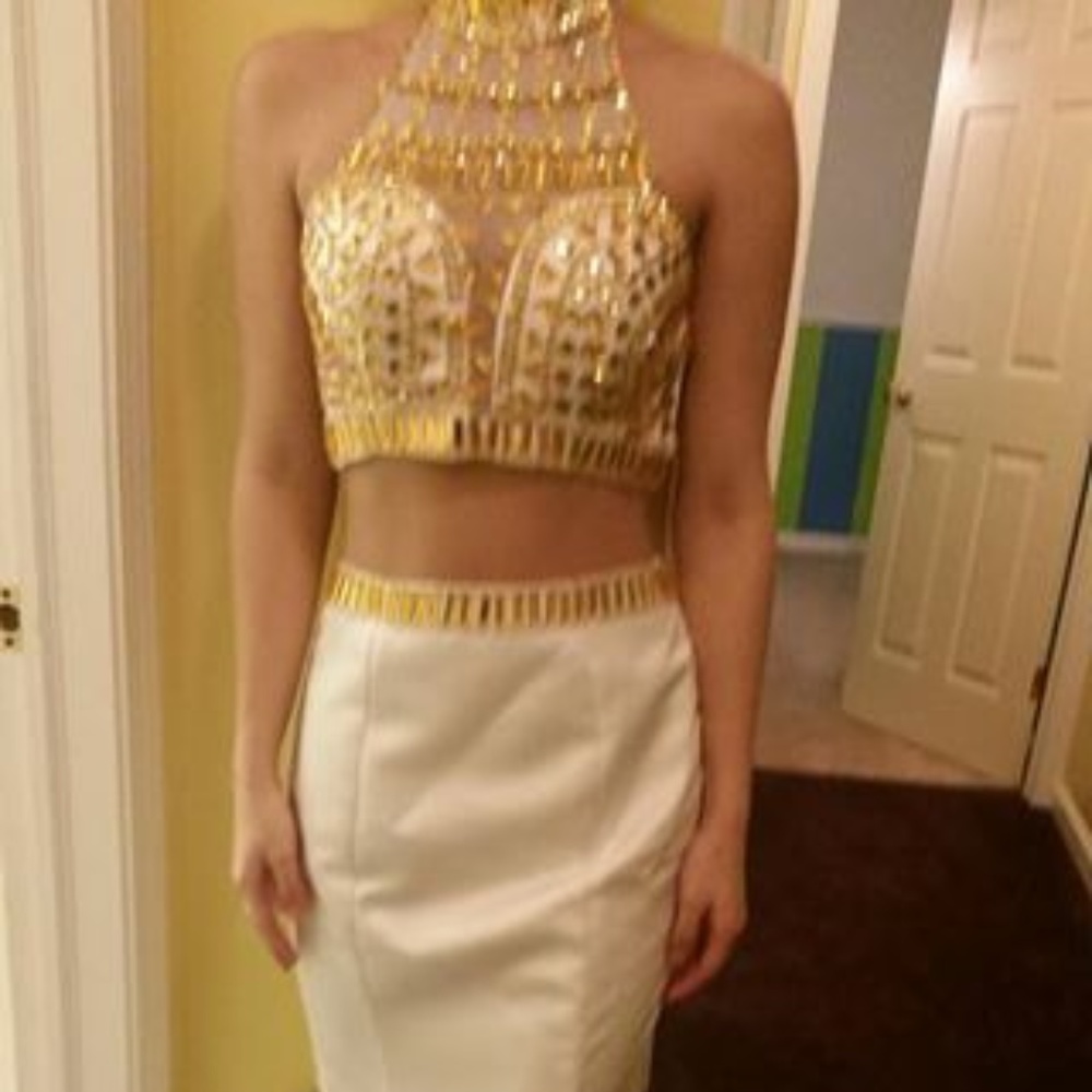 2 Piece White Sequin Prom Dress New W/O Tags!